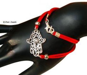 Good Luck Red string Hamsa wrap charm bracelet